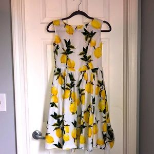 Fe Die Lemon Print Cotton Summer Dress